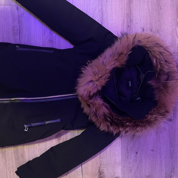 Rudsak mid black parka with fur hood - Picture 1 of 2